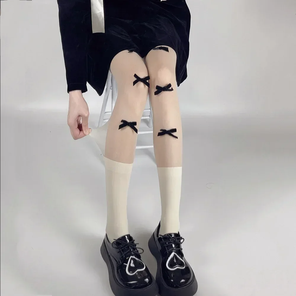 

Kawaii Cute Bow Thigh High Stocking Tight Lolita Sweet Girls Tights Pantyhose Women Japanese Style Lingerie Sexy Nylon Pantyhose