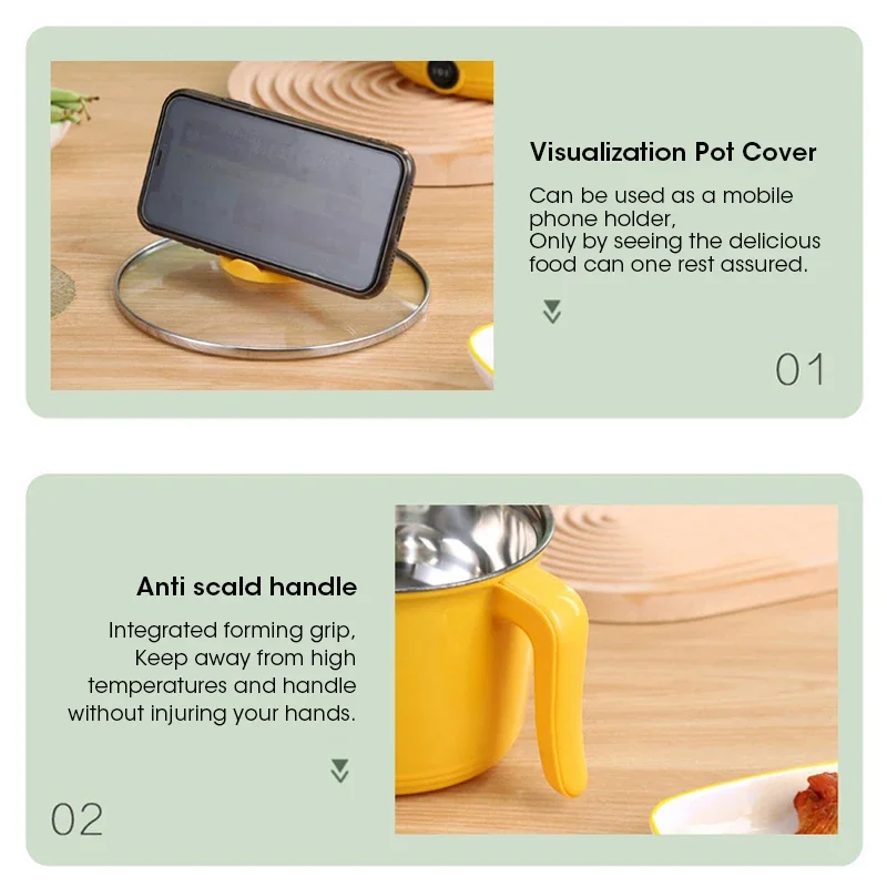 1.8L 220V mini multifunctional student dormitory electric hot pot electric cooking noodles home small pot Stainless steel liner 5