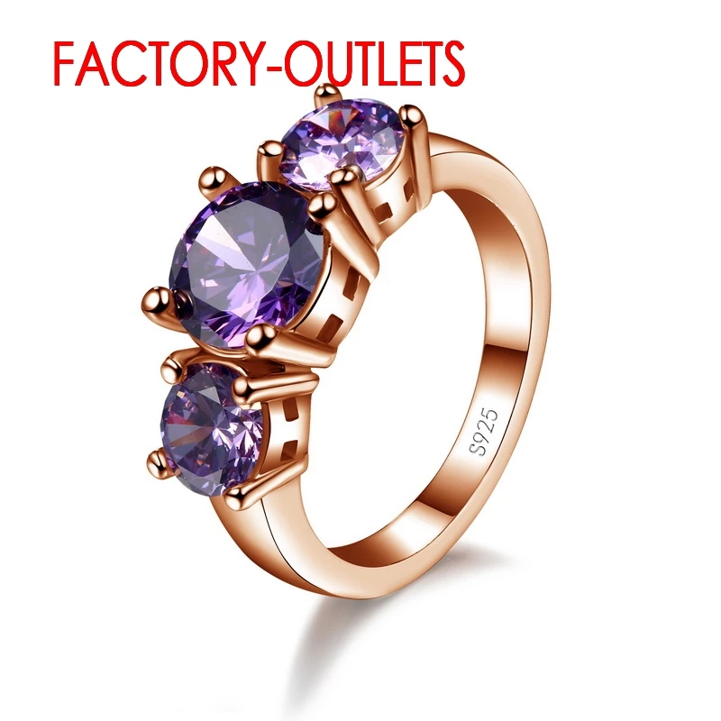 Silver Ring 925 Sterling CZ Cubic Zirconia Prong Setting 7 Colours Fashion Jewelry Women Girls Party Engagement