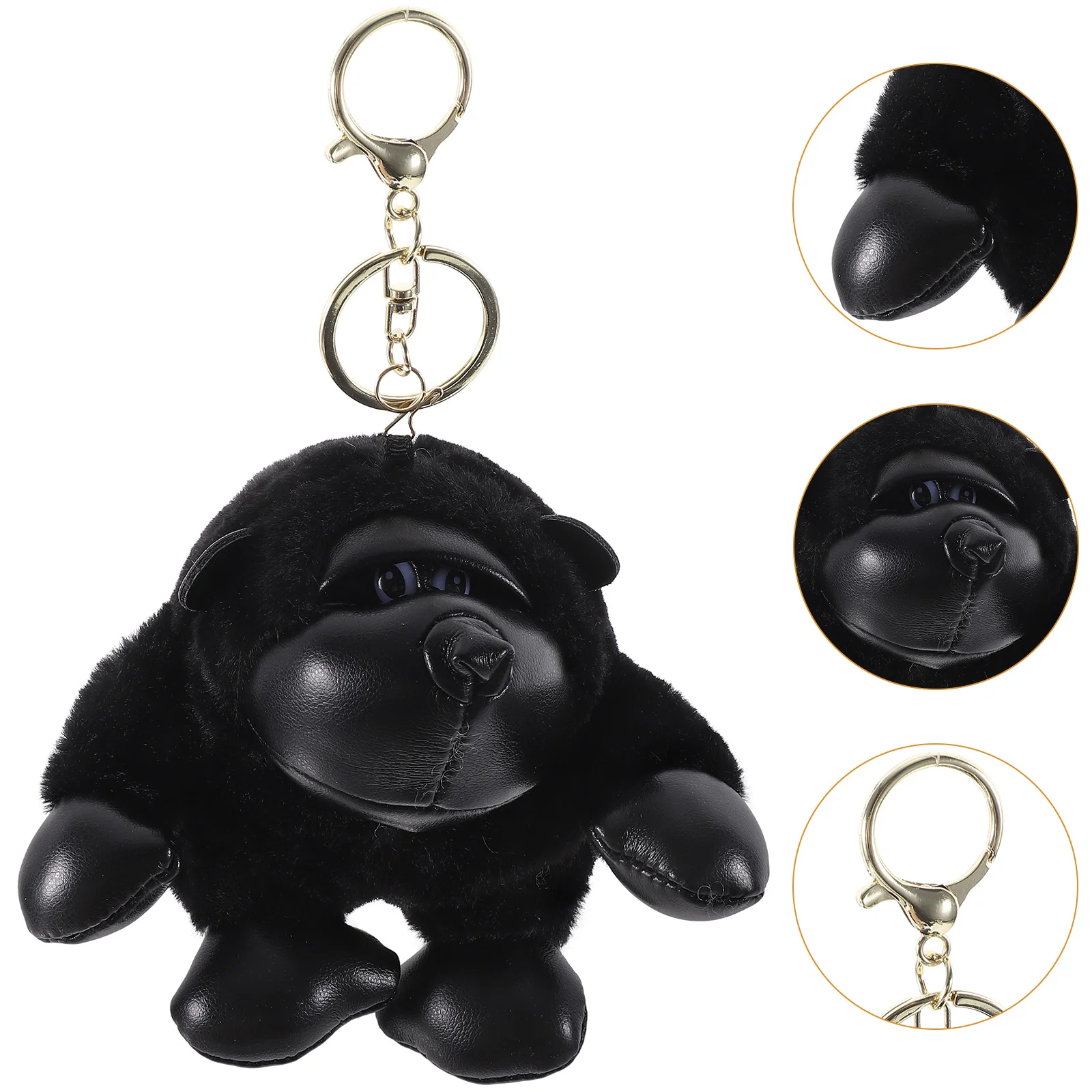 Gorilla Plush Pendant Monkey Keychain (Black) 1pc Chains for Car Keys Stuffed Animal black pink leaves feathers lanyard keys phone holder funny neck strap with keyring id card diy animal webbings ribbons hang rope