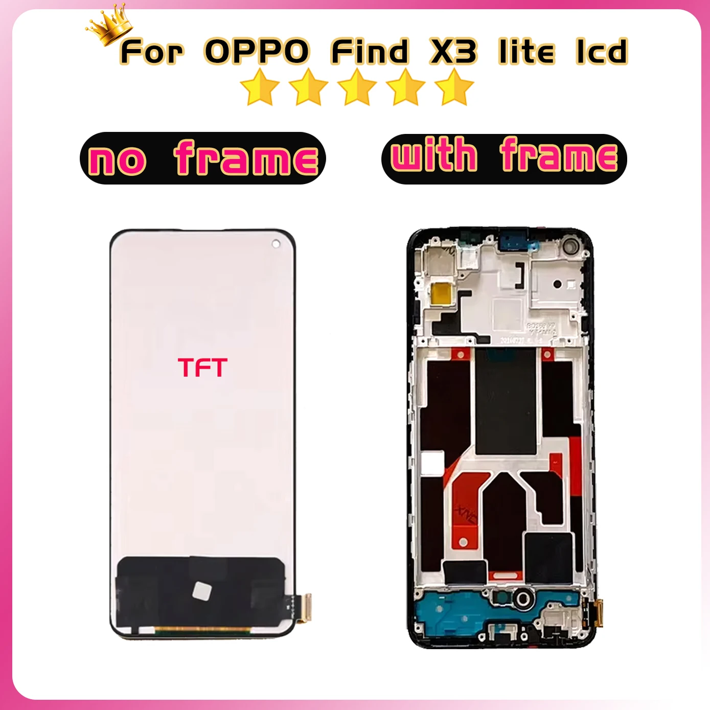 6.43" AMOLED For Oppo Find X3 Lite LCD CPH2145 Display Screen Touch Panel Digitizer For Find X3Lite Display Frame Replacement
