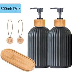 Elegant Black Dish Soap Dispenser Set with Labels (As picture)
