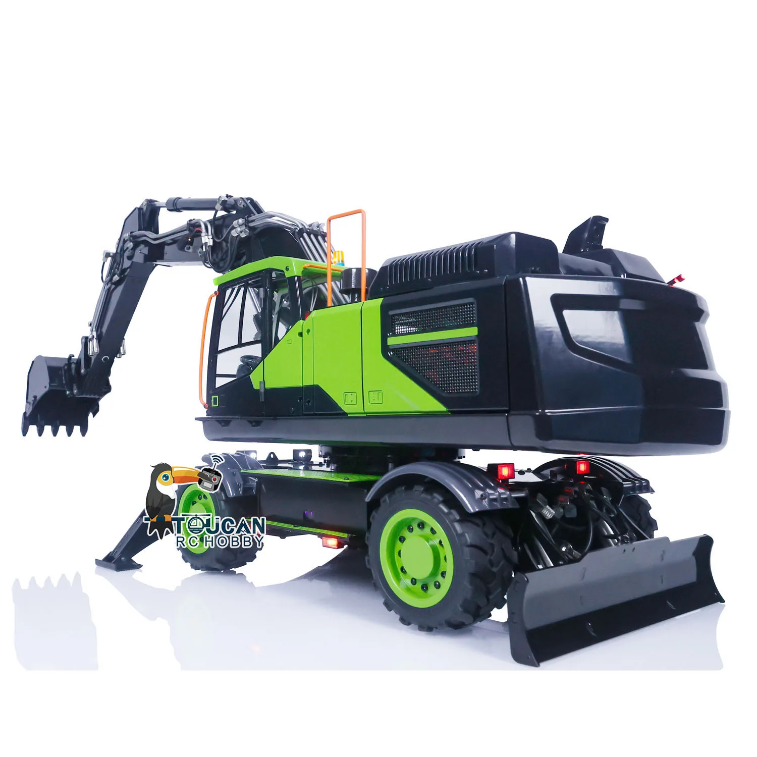 EC380 1:14 RC Hydraulic Excavator RTR Wheeled Remote Control Digger Ripper Clamshell Bucket Construction Truck Model For Aduit 3