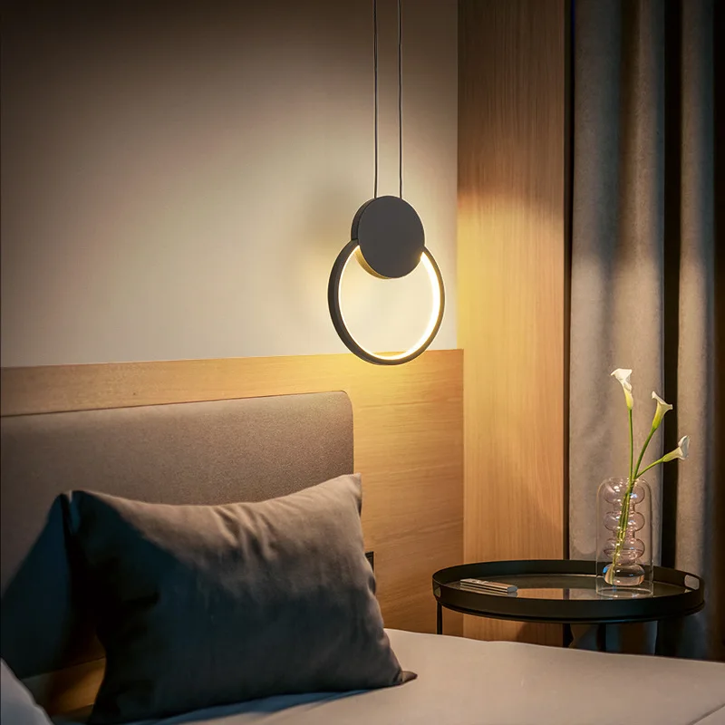 

Bedroom Bedside Chandelier Minimalist Long Line Ambient Light Creative Single Head Minimalist Full Spectrum Small Chandelier