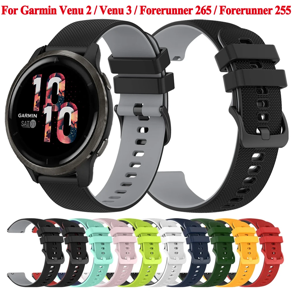 

Силиконовый ремешок 22 мм для Garmin CAME 3 2 Band Watch Vivoactive 4 браслет Forerunner 265 255 музыкальный браслет ремешок