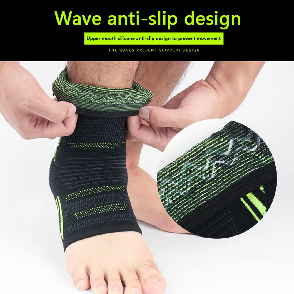 Ankle Support 1Pcs Compression Sleeve for Women/Men Ankle Brace with Silicone Gel Toeless Compression Sock for Arch & Heel Pain Relief