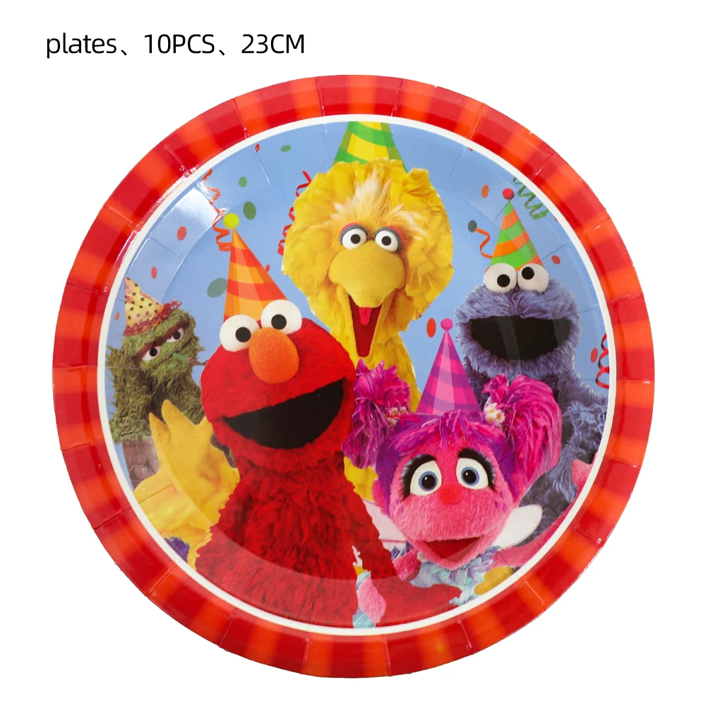 Cartoon Sesames Street Birthday Party Decor Elmo and Friends Theme Tablecloth Plate Balloon Set Cake Decor Baby Shower - Image 2