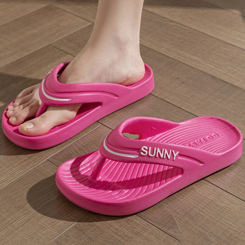 Sommer Strand Flip-Flops für Damen 2026 Rutschfeste Zehensteg-Sandalen mit Flachem Absatz Weiche Sohle Rosa Eva-Hausschuhe für Damen Übergröße 45 – Detail 2