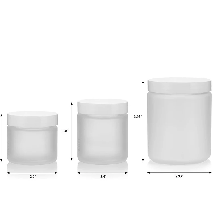 Wholesale 2oz 4oz 8oz Frosted Glass Straight Sided Jar with Silver/Black/Gold Screw Lid for Candle Jar Food Storage Clear Jar 6