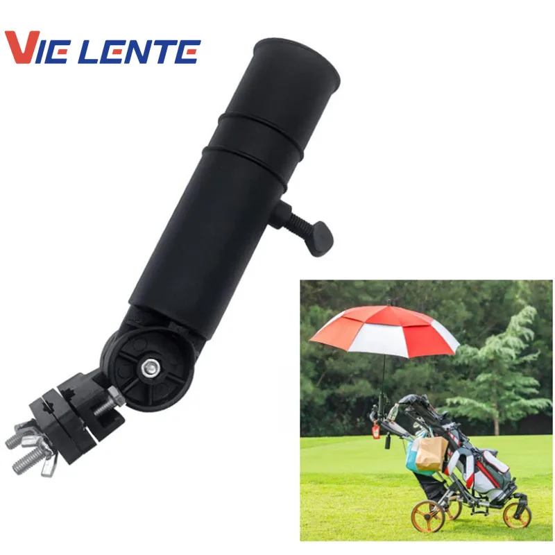 Universal Golf Cart Umbrella Holder Adjustable Golf Trolley Umbrella Stand Clip Buggy Baby Pram Wheelchair Umbrella Bracket