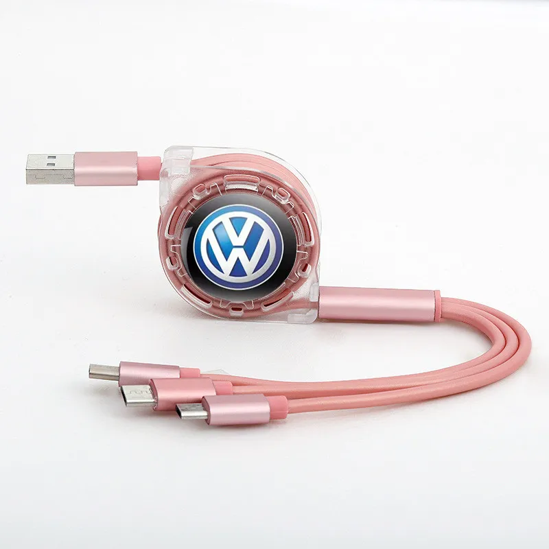 New 3 In 1 Micro USB Type C Charging Cable Multi Charger For VW Volkswagen Golf