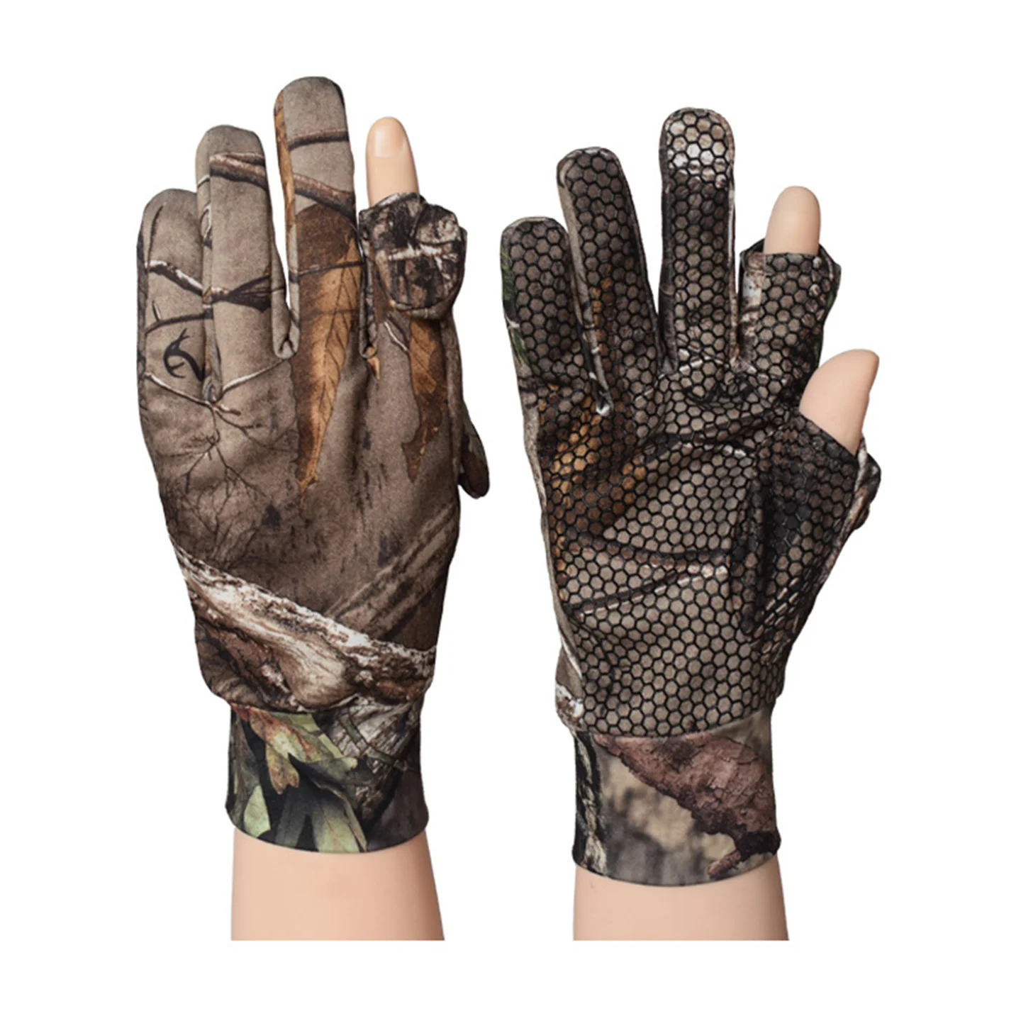 Camouflage Hunting Gloves Men Women Outdoor Hiking Fishing Non-slip Wear-resistant Fingerless Gloves
