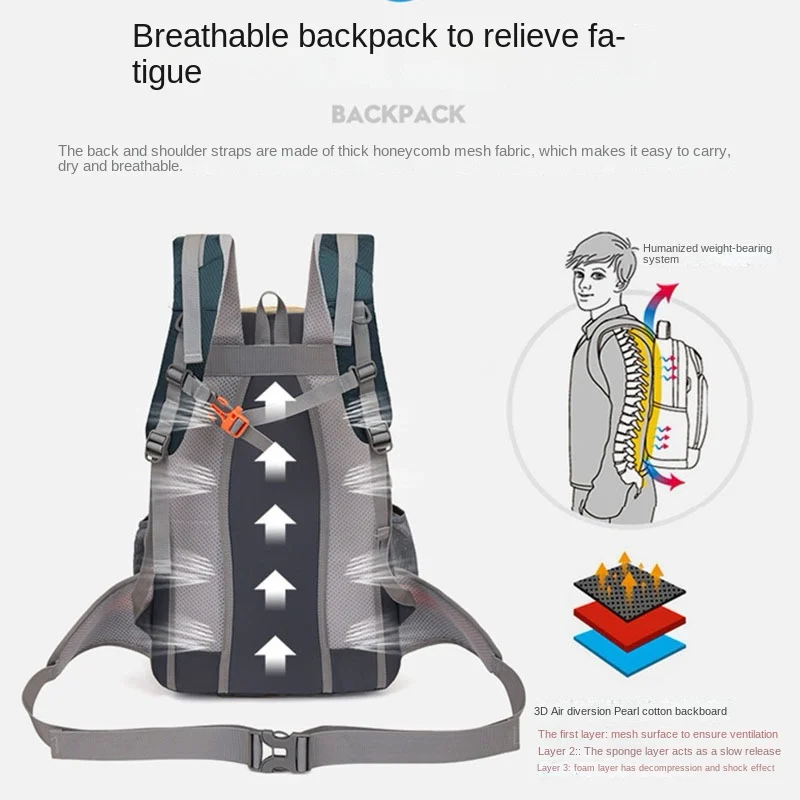 Oulylan Travel Hiking Backpack Sports Cycling Camping Backpack Rucksack Men Mountaineering Trekking Duffle Bagpack 30L Unisex 2