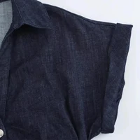 Denim Dress Women's Spring Summer Casual Long Dresses For Women 2025 New Fashion Ruched Short Sleeve Streetwear Midi Dress 5