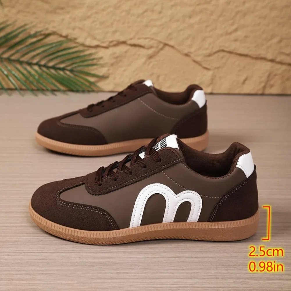 Women's Brown Fashion Lace-up Vulcanized Sneakers - Stylish Outdoor Trainers