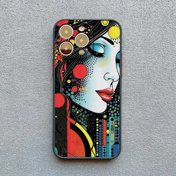 Kunstmalerei Porträt Nahaufnahme Handy hülle für iPhone 13 11 12 14 15 pro max mini xr xs x 15 14 7 8 plus se 2020 Rückseite Funda – Detail 2