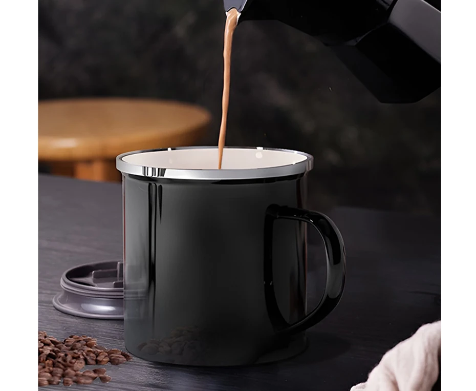 1/4/6 Pcs Enamel Camping Mugs Set,380ml Coffee Camp  Small Enamel Tea Cups for Indoor and Outdoor Activities,Easy to Clean