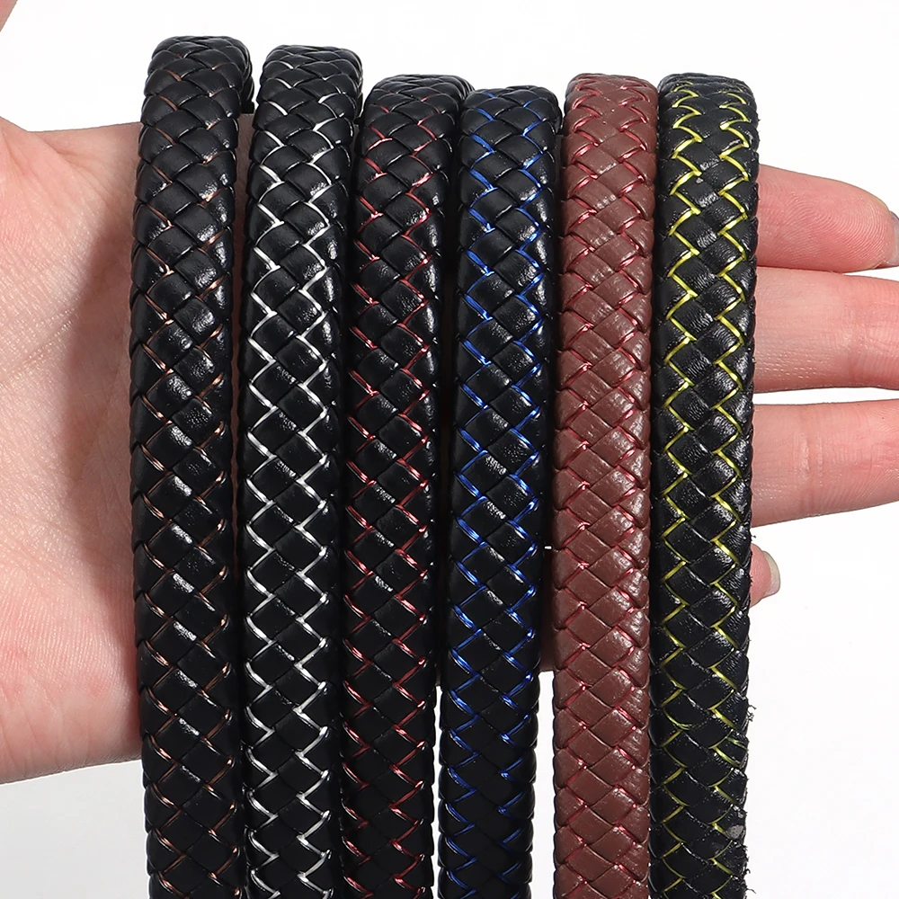 1m/pack PU Leather Braided Cords Colored Thread Flat Leather
