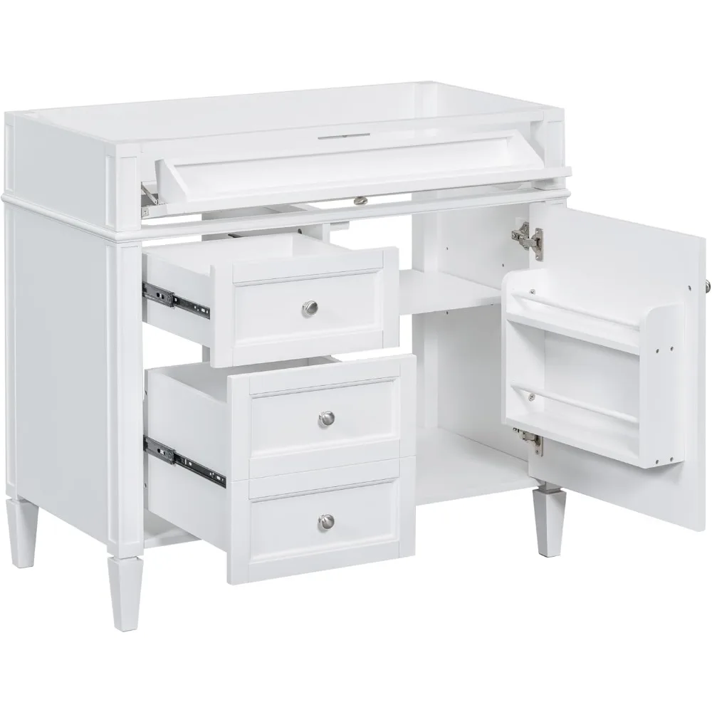 36 in Bathroom Vanity Without Sink,Modern Bathroom Storage Cabinet with 2 Drawers and a Tip-Out Drawer,Solid Wood Frame, (White) 3