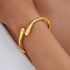 Luxury Trendy Gold Color Heavy Metal Bangles for Women Exaggerated Punk Irregular Geometric Bracelet Party Banquet Jewelry New 1