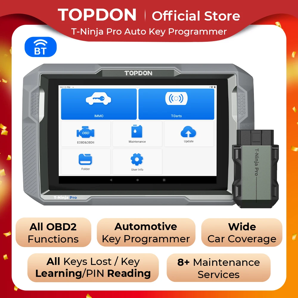 Topdon T-Ninja Pro Immo Key Programming Auto Diagnostic Full Obd2 System Scanner Key Fob Strumento Di Programmazione Programmatore Immobilizzatore