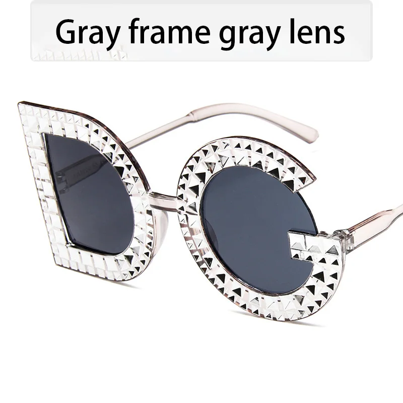 New trend big frame letter sunglasses retro diamond sunglasses female street shooting anti-ultraviolet advanced glasses uv400 rectangle sunglasses Sunglasses