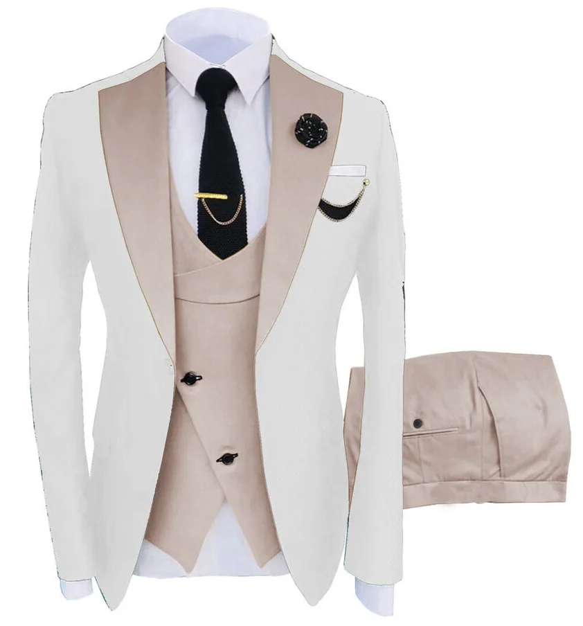 

2023 Suits For Men Casual Business Suit High-end Formal Suit 3 Pcs Set Groom Tuxedo Wedding Coustime Homme Luxe(Coat+Vest+Pants)