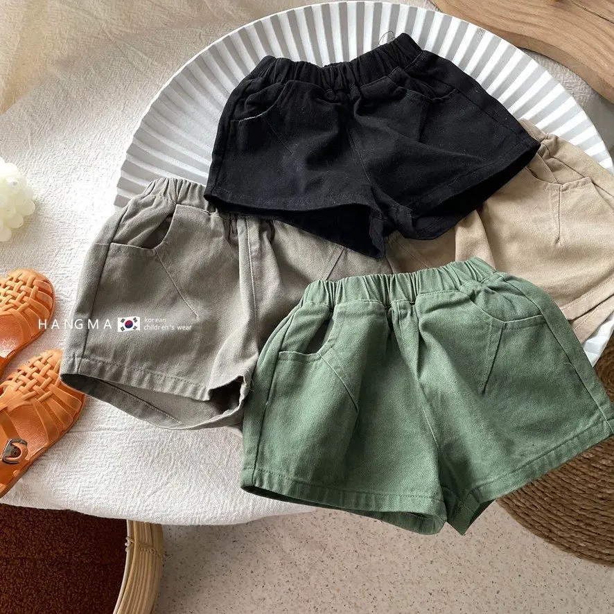 Summer New Kids Boys Casual Pants Children Solid Shorts Baby Girls Cotton Shorts Fashion Toddler Clothes