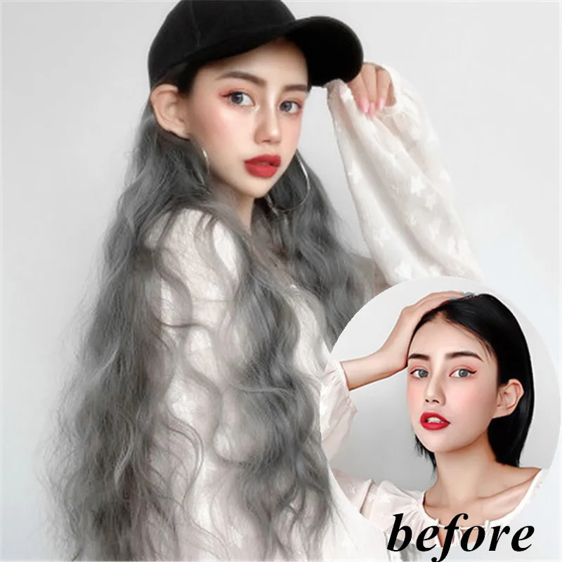 Fashion 5 Colors Hat Wig 2 In 1 Synthetic Wave Long Curly Baseball Easy For Girl Women Party Cool Protected Screen Face | Спорт и
