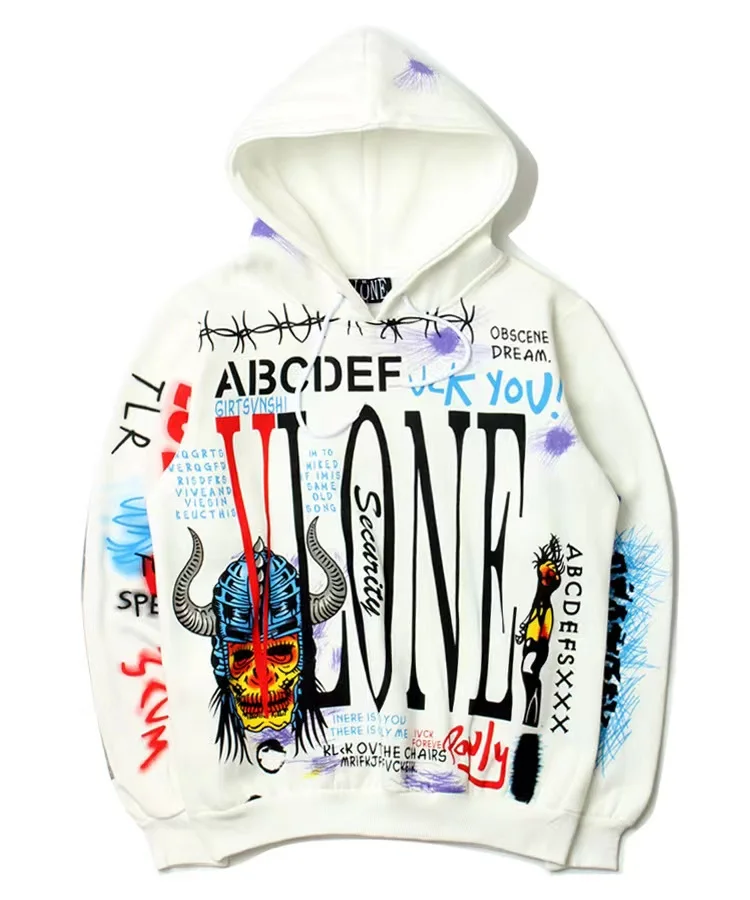 

2023 European and American style hip-hop street graffiti lettering hooded sweater for male and female lovers