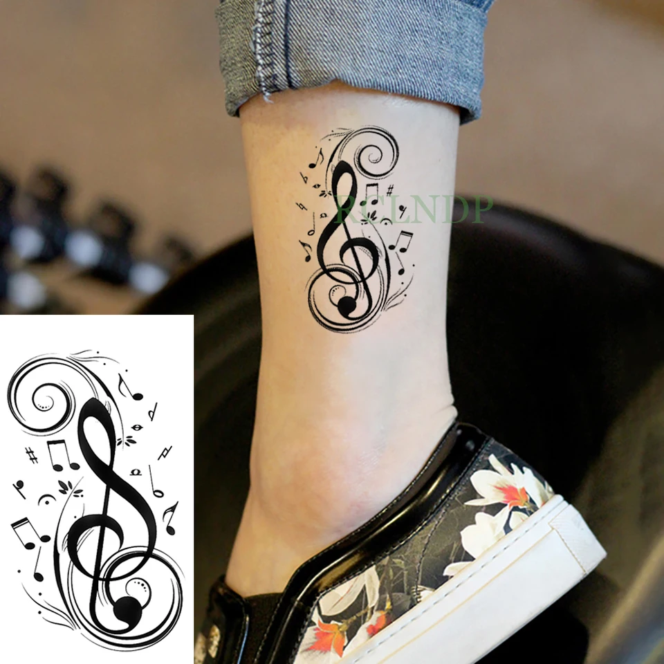Music Note Ankle Tattoos Black Temporary Tattoos Musical Notes Treble
