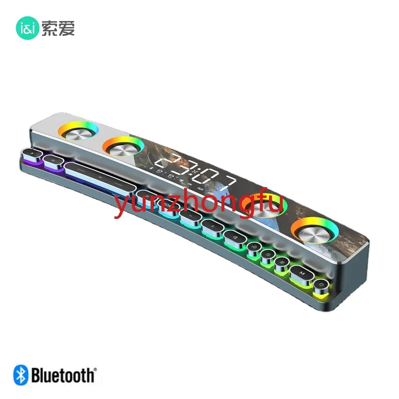 Bluetooth Колонка SOAIY SH39 ESports, звуковая панель, 3D стерео сабвуфер с объемным звучанием, AUX, FM-радио, домашние часы, компьютерный музыкальный центр