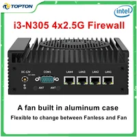 4x i226-V 2.5G Firewall Mini PC 12th Gen Intel i3 N305 N100 Soft Router DDR5 2*COM 2*HDMI Industrial Computer Efficient cooling 1
