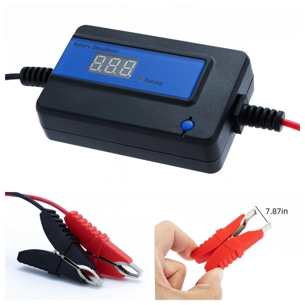 납산 배터리 탈황기, 배터리 재생기, 자동 펄스 탈황기, 대형 클립, 2A, 12V, 24V, 36V, 48V