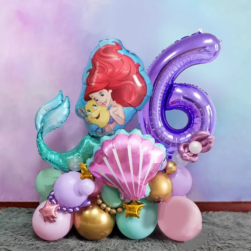 thumbnail image 1 of Decoración para fiesta de cumpleaños de La Sirenita, Princesa Ariel, servilletas de papel, platos, vasos, manteles, globos, suministros para baby shower para niños, 1 of 5