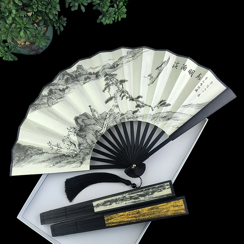 Chinese Style Landscape Painting Men's Folding Fan Portable Outdoor Daily Hand Fan Home decoration gift hand fan