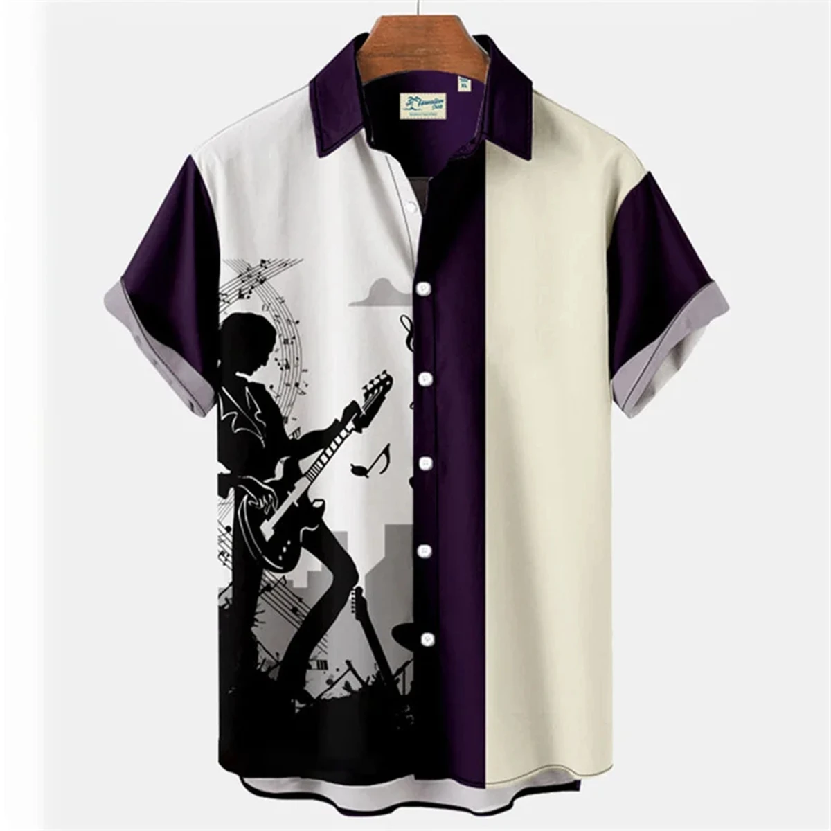 Musical Instrument Print Men's Shirts Summer 2023 Beach Shirts Hawaiian Men's Short Sleeve Clothing Casual Travel Tops for Men