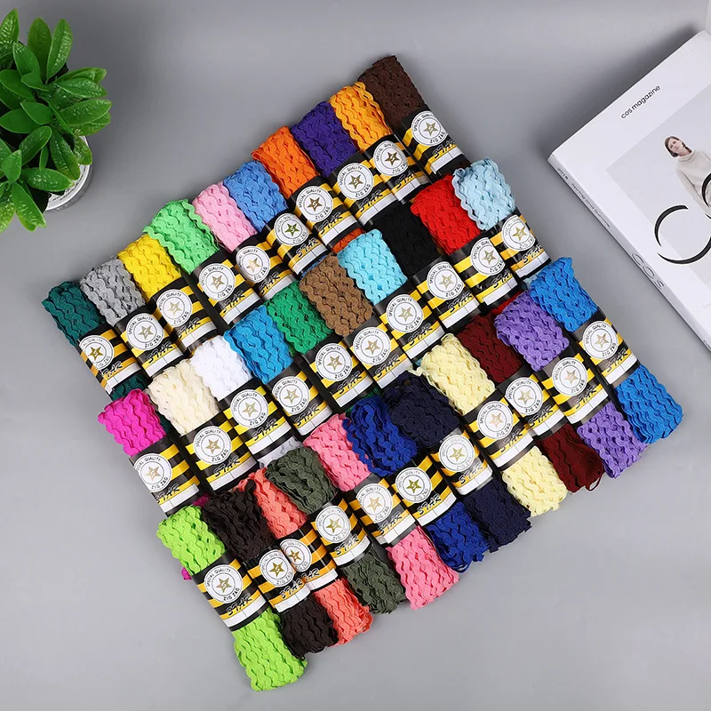 Ribbon Decoration Ribbon Supplies Polyester Ribbon Sewing Ribbon Lace Trim Ribbon 15Yard/lot 8mm Multicolor Terylene Ribbon Ric Rac Zig Zag Lace Trim Ribbon for Wedding Decoration Handmade DIY Sewing Crafts