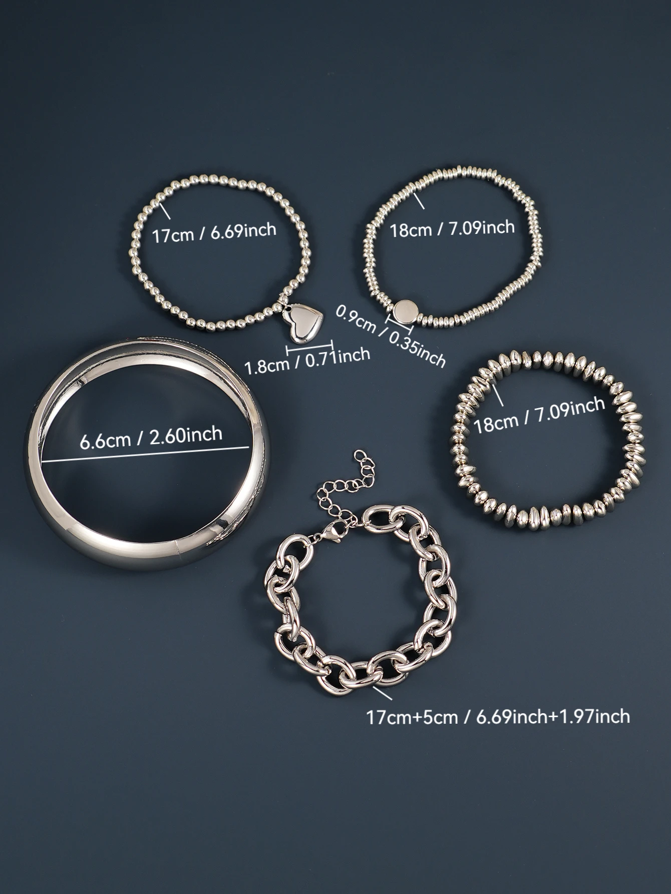 Retro Chunky Chain Heart Charm Women Fashion Jewelry