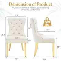 Dining Chairs Set of 2, Luxury Velvet Tufted Legs & Nailhead Trim, Back Lion Head Pull Ring & Rhomboid Pattern, Kitchen Chair 2