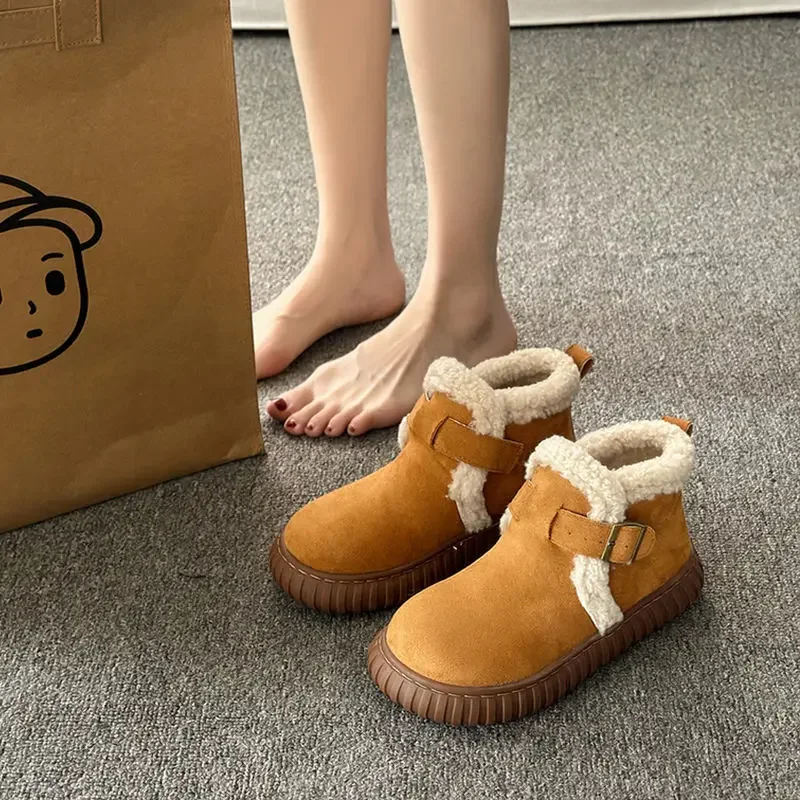 

Корейский вариант мягкой толстой нескользящей хлопковой обуви для женщин осень и зима новые теплые шерстяные сапоги