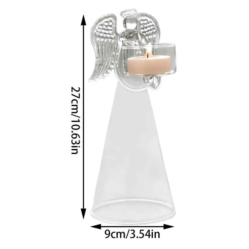 Description Picture 2 of itemClear Glass Candle Holder Creative Angel Candlestick Holder Tea Light Stand For Wedding Party Christmas Dining Table Decoration