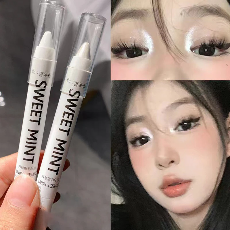 Matte White Lying Silkworm Highlighter Pen Eyes Corner Brightening Pearl High-gloss Eyeliner Waterproof Glitter Eyeshadow Stick face highlighter