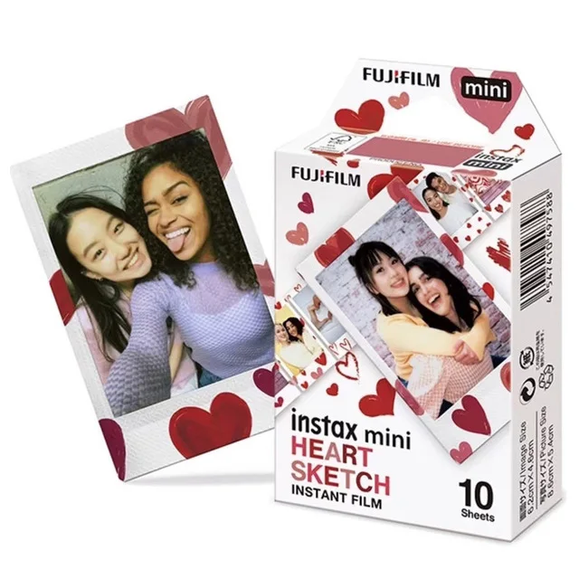 Fujifilm Instax Mini 11 8 9 Film Heart Sketch 10-50 Sheets Fuji Instant Photo Paper For 70 7s 50s 90 25 Share SP-1 Camera
