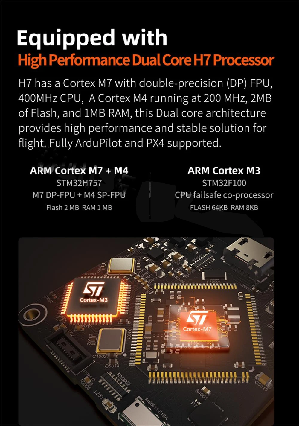 Description Picture 3 of itemHEX Cube+ PIXHAWK2 Flight Control H7 Orange cube ADS-B HERE3+ GPS with RFD900x Telemetry Combo For RC DRONE