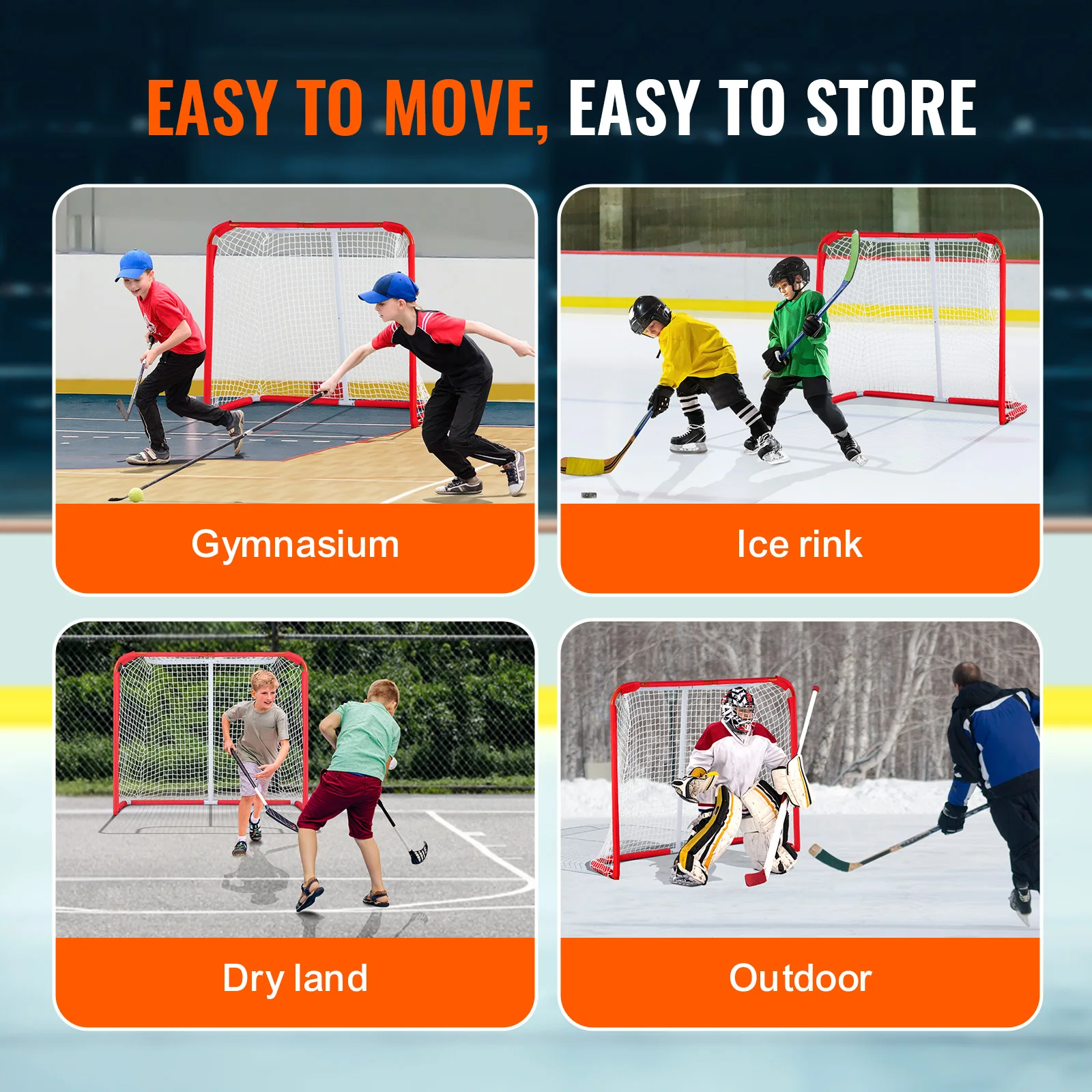 Steel Youth Street Hockey Goal Portable Net for Kids Training