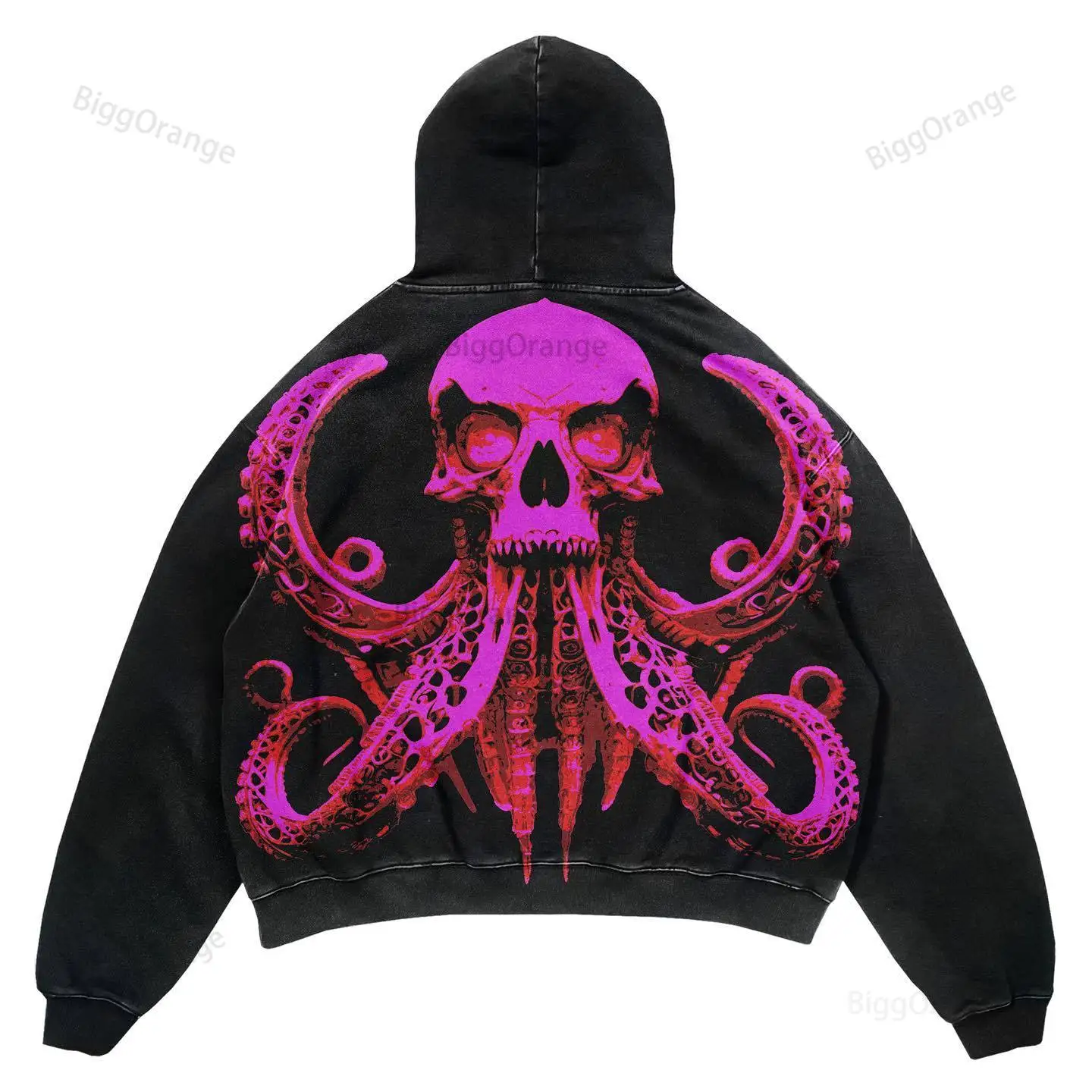 

Dark purple skull octopus claw print high-quality hoodie Gothic high street hoodie men's and women's autumn and winter jackets