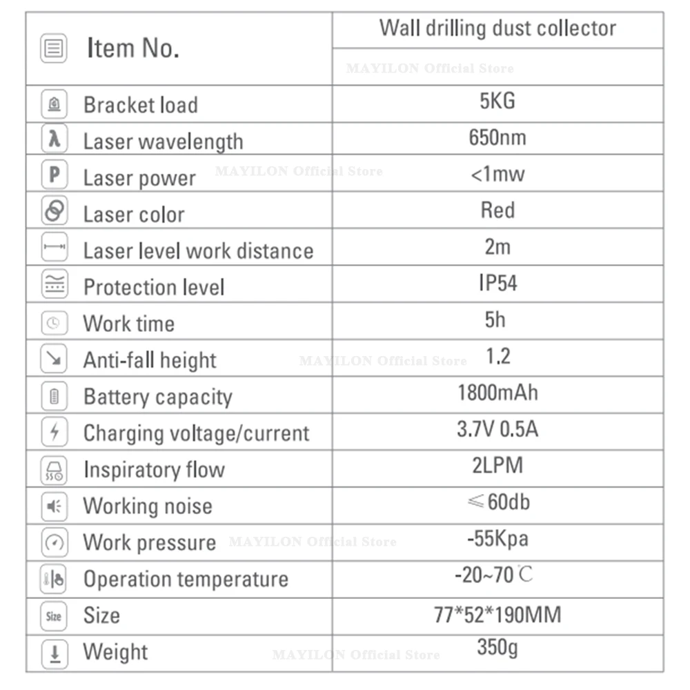 MAYILON M9912 Laser Drill Vacuum Attachment Leveler Wall Hanger Wall Suction Laser Level Bracket Fixator Drilling Tool laser level laser level bracket