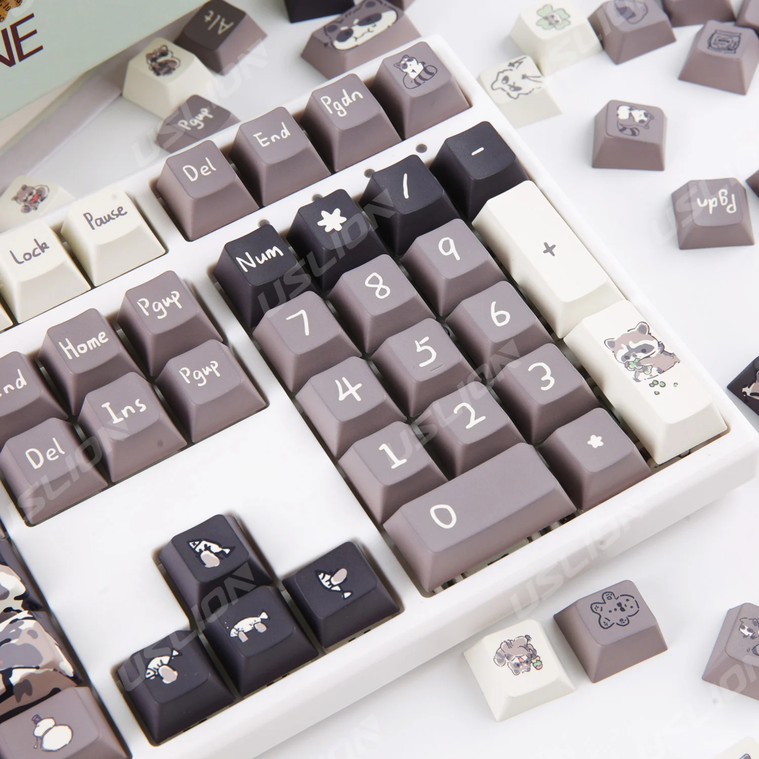 Bonito Tema Guaxinim Pbt Keycap Cereja Cap Teclado Perfil Teclado Mecânico Interruptor mx Tintura-sublimação 148 Chaves - Imagem 6