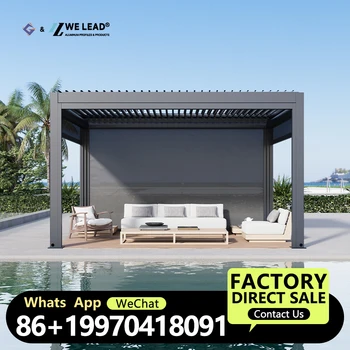 Paraluce per pergola elettrica in alluminio con persiana per patio Gazebo grigio antipioggia Bioclimatico Bioclimatico mobile